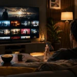 Imagen ilustrativa de una persona utilizando una televisión conectada para acceder a contenido por streaming