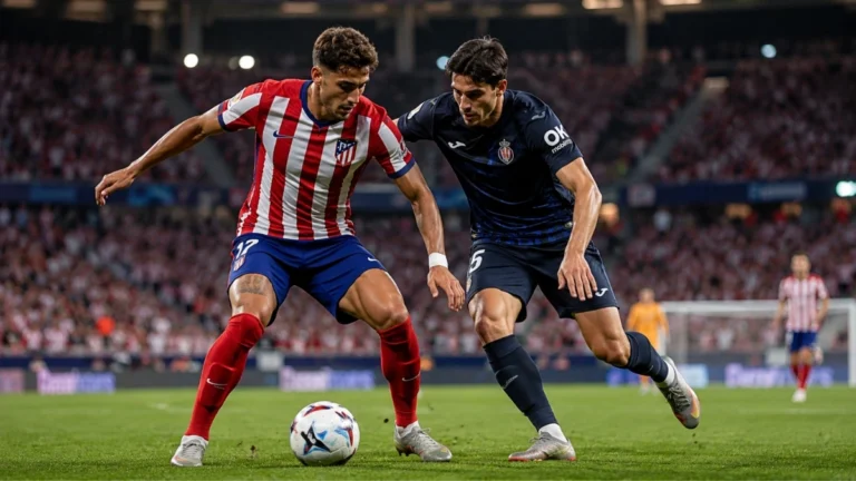 Imagen ilustrativa de dos futbolistas disputando el balón durante un partido de LaLiga
