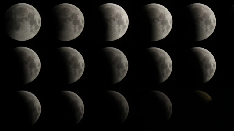 Secuencia fotográfica del eclipse lunar parcial del 28 de agosto de 2026