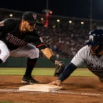 Imagen ilustrativa de jugadores de Toros de Tijuana y Sultanes de Monterrey disputando una jugada sobre una base