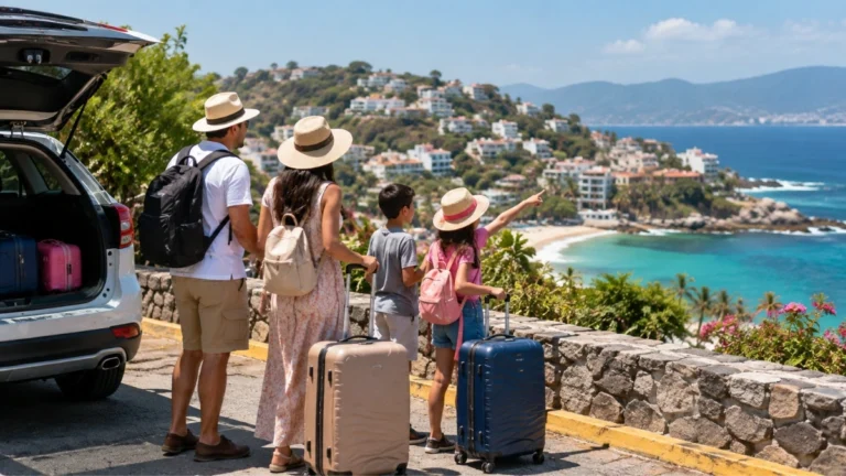 Imagen ilustrativa de una familia viajando durante las vacaciones de verano en un destino turístico de México