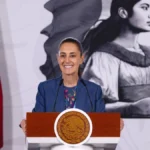 Claudia Sheinbaum durante una conferencia de prensa en Palacio Nacional