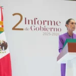 Claudia Sheinbaum durante la presentación de su Segundo Informe de Gobierno en Palacio Nacional