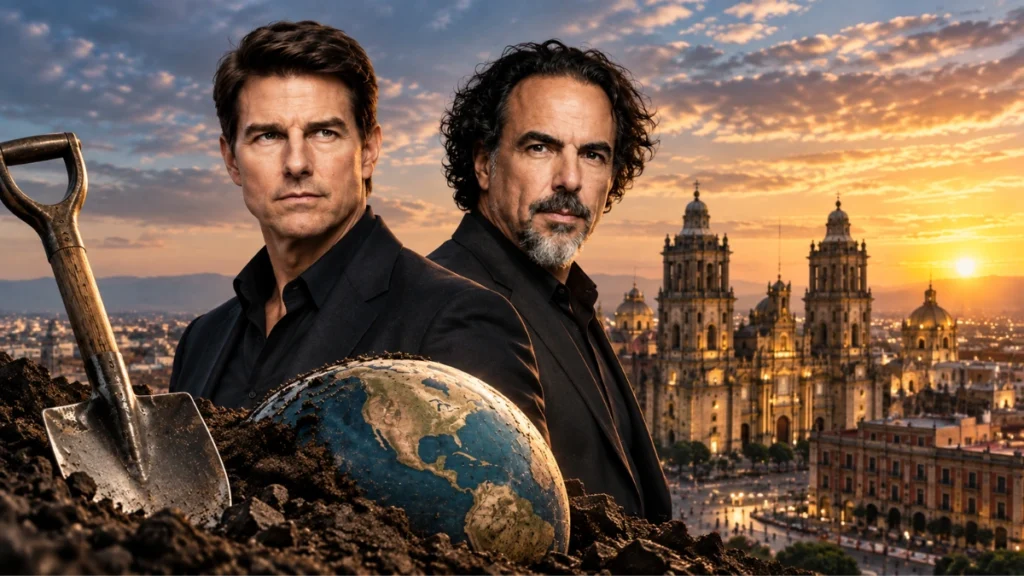 Tom Cruise y Alejandro González Iñárritu en imagen ilustrativa de la película Digger