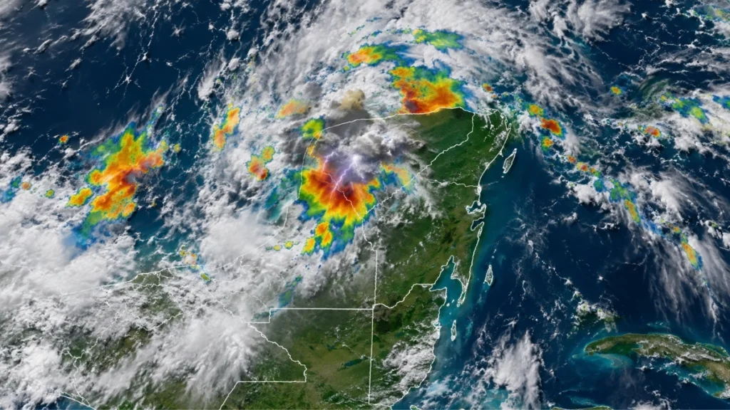 Nubes de tormenta y fuertes lluvias sobre Yucatán