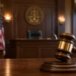 Mazo de juez en una sala de tribunal de Estados Unidos