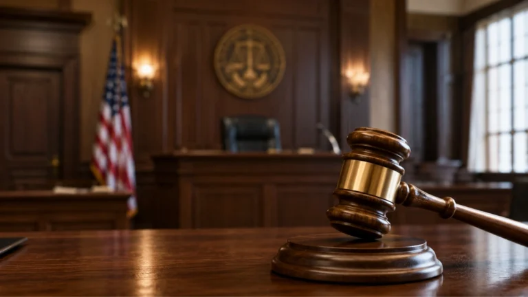 Mazo de juez en una sala de tribunal de Estados Unidos