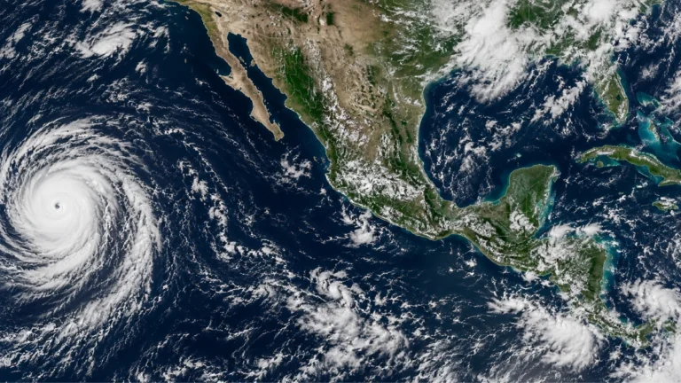 Representación ilustrativa del huracán Marie en el océano Pacífico, al oeste de México