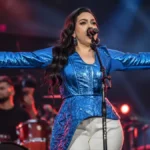 Carla Morrison durante una presentación musical en vivo