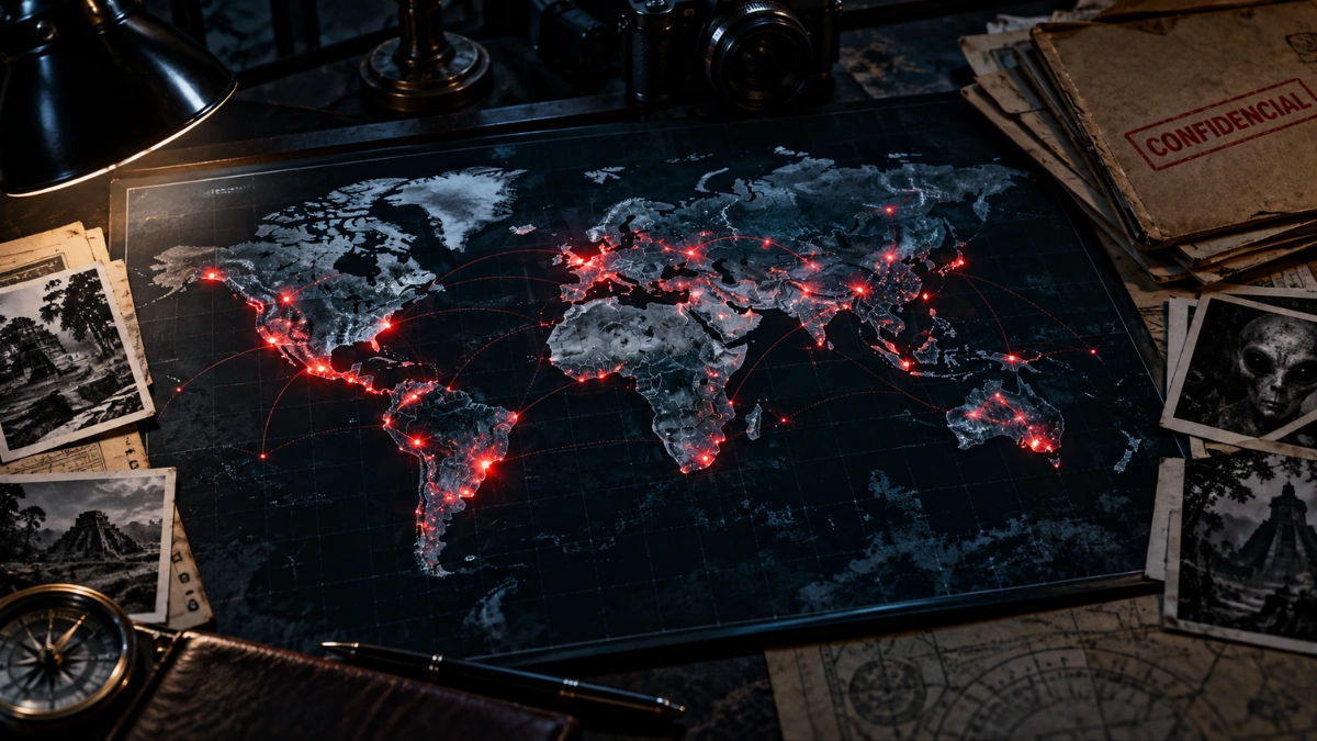 Mapa mundial de casos de Expedientes Secretos de Expreso Yucatán