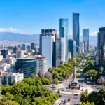 Vista panorámica del distrito financiero de Ciudad de México que representa la actividad económica nacional