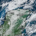 Frente frío Acanceh con nubes de tormenta sobre la Península de Yucatán