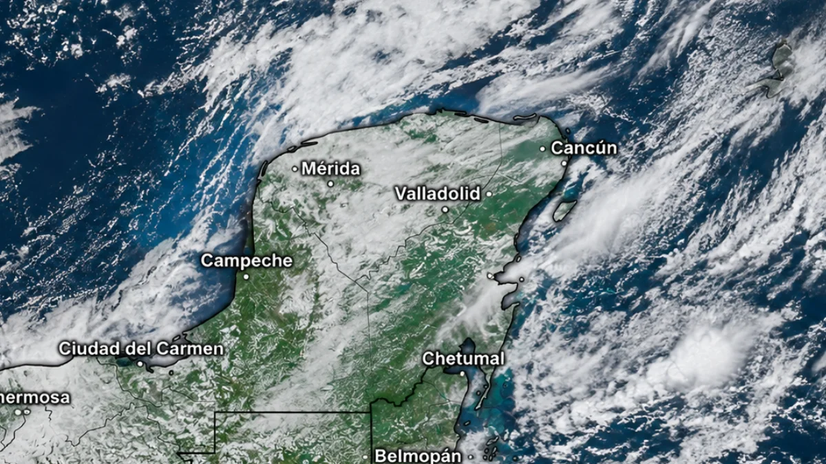 Frente frío Acanceh con nubes de tormenta sobre la Península de Yucatán