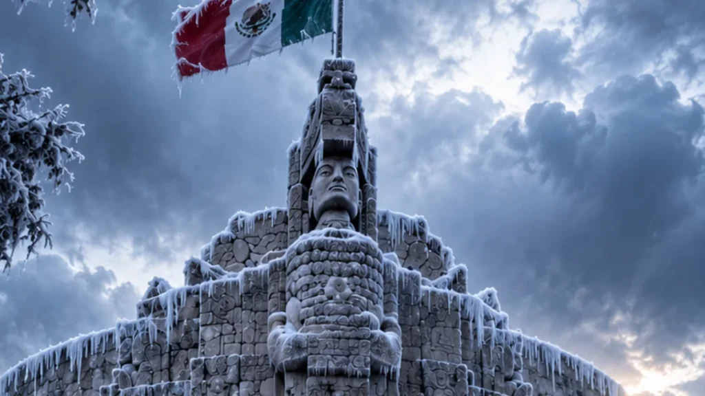 Representación de un frente frío avanzando sobre la Península de Yucatán