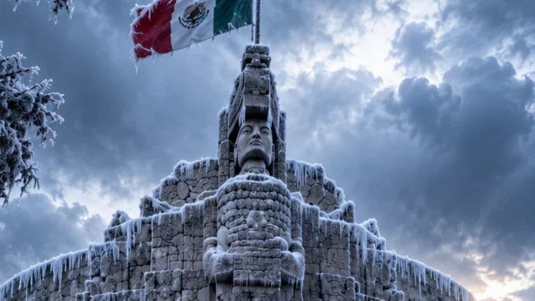 Representación de un frente frío avanzando sobre la Península de Yucatán