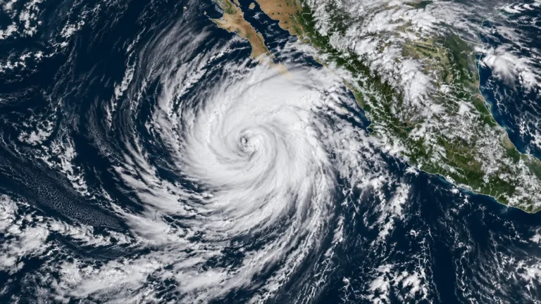 Huracán Simón sobre el océano Pacífico frente a las costas occidentales de México.