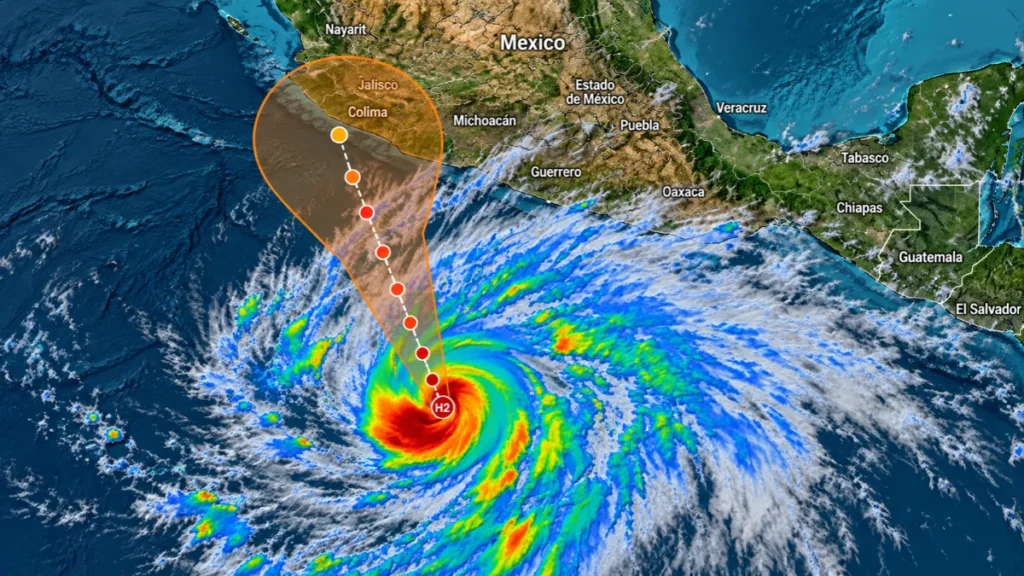Huracán Vance de categoría 2 sobre el océano Pacífico al sur de México.