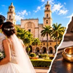 Pareja de recién casados y anillo roto ilustran las cifras de matrimonios y divorcios en Yucatán durante 2025.