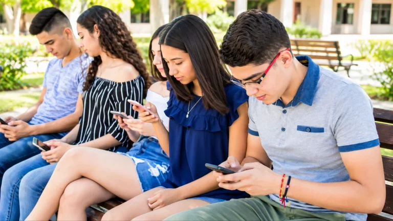 Adolescente utilizando un teléfono móvil con aplicaciones de redes sociales, en referencia a las nuevas medidas de protección digital en México.