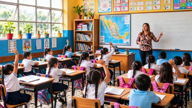 Salón de clases de una escuela primaria en México durante el periodo de descanso escolar de octubre y noviembre de 2026.